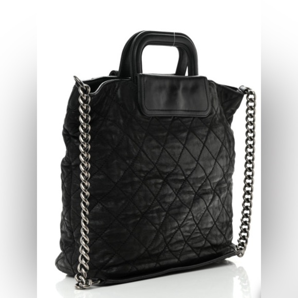 CHANEL Iridescent Calfskin Quilted In The Mix Shopping Tote Black - Picture 3 of 9